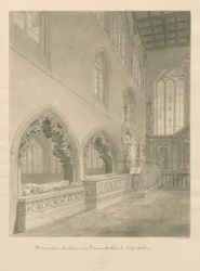 Tamworth Church - Monumenter: sepia tegning