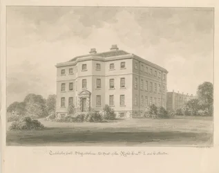 Teddesley Hall: sepia wash drawing, 1841dani