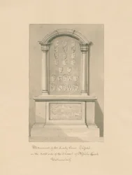 Westmorland - Appleby Church - Monument til Lady Anne Clifford: sepia tegning, 1800