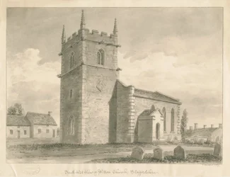 Wetton Church: sepia tegning, 1839