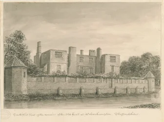 Wolverhampton - The Old Hall: sepia-tegning, 1837