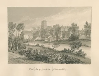 Worcestershire - Droitwich - East View of Town: sepia-tegning, 1833