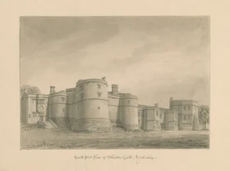Yorkshire - Skipton Castle: sepia-tegning, 1818