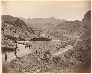 Landi Kotal Pass viser vej lavet af dronningens egne Madras Sappers and Miners, 1878 ca.