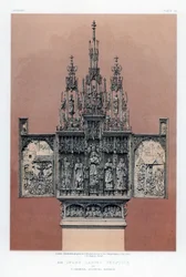 En elfenbensudskåret triptykon, 1800-tallet.