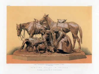 Jagtgruppe i bronze, 1800-tallet.