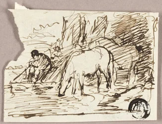 Skitse af vanding af heste og fisker