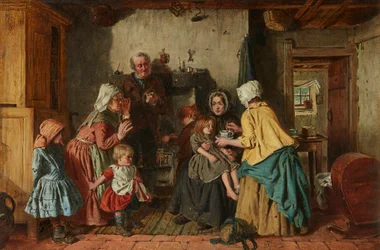 The Poor Helping the Poor (olie på lærred)