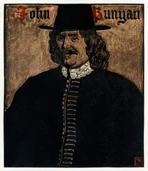John Bunyan (1872-1919) forfatter til The Pilgrims Progress From This World, To That What Is To Come, illustration af Byam Shaw (1872-1919)