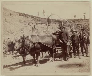 1889 - Guldgravere på vej til guldfelterne (s/h-foto)