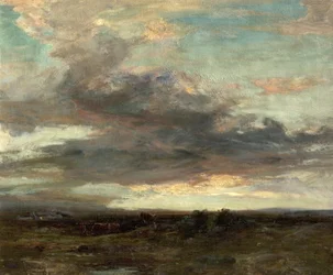 Heden i Argyllshire, Skotland, solnedgang, 1907
