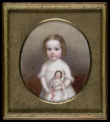 Lille pige med dukke, ca. 1854.