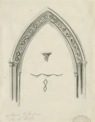Interiør af Lichfield Cathedral - Arch in North Aisle: sepia-tegning, nd [?19th cent] (tegning)