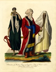 Portræt af Ibrahim Bey; en egyptisk dame af rang; og en kvindelig vandbærer og et barn