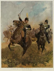En officer og en trompetist fra 20. husar, oversættelsesordre (chromolitho)
