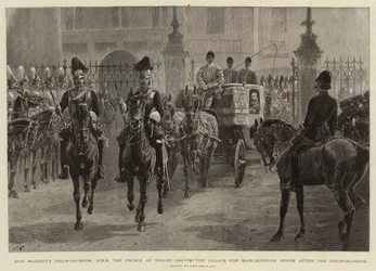 Hendes Majestæts Tegnestue, H.K.H. Prinsen af Wales forlader paladset for at gå til Marlborough House efter Tegnestuen