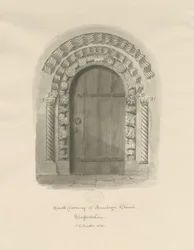 Armitage Church - South Doorway: Sepia tegning