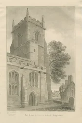 Cannock Kirke: sepia tegning