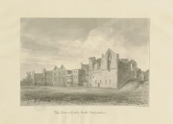Dudley Castle - Court Yard: sepia drawing, 1820dani