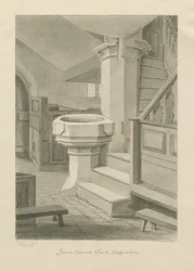 Skrifttype i Cannock Church: sepia-tegning, 1841
