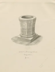 Skrifttype i Penkridge Church: sepia-tegning, 1841