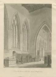 Interiør af Checkley Church: sepia-tegning, 1841