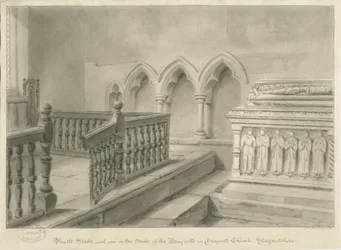 Interiøret i kirken i Draycott in the Moors, 1841