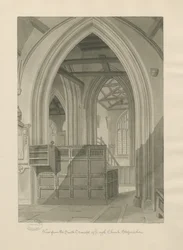Interior of Leigh Church: sepia drawing, 1841dani