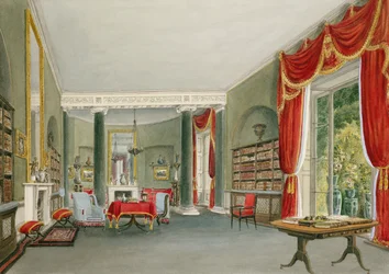 Bibliotek og tegnestue i Bromley Hill, Kent (højresædet, ærede Charles Long)