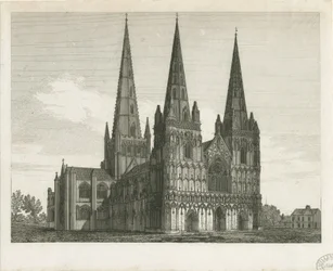 Lichfield Cathedral - West Front: gravering og [begyndelsen af det 19. århundrede] (tryk)