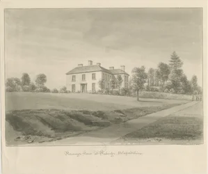 Penkridge - Præstehus: sepia tegning