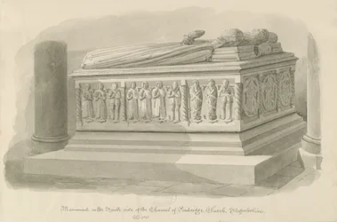 Penkridge Church - Tomb of [Edward Littleton]: sepia tegning