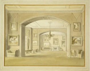 Billedgalleri i Tabley House, 1809 (wc over blyant på papir)
