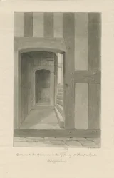 Pillaton Hall - Interiør af Gatehouse: sepia tegning