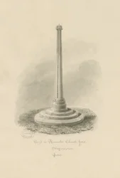 Rocester Churchyard - Kors: sepia tegning