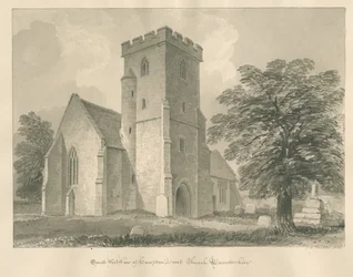 Worcestershire - Hampton Lovett Church: sepia drawing, 1833dani