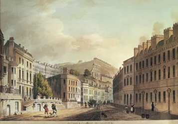 Axford og Paragon Buildings fra "Bath, Illustrated by a Series of Views", graveret af I. Hill, 1806 (akvatint)