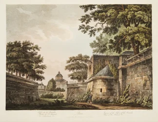 Interiør af Fosses of the Bastille, Del af Arsenal, illustration fra Versailles, Paris og Saint Denis, pub. 1809 (akvatint)