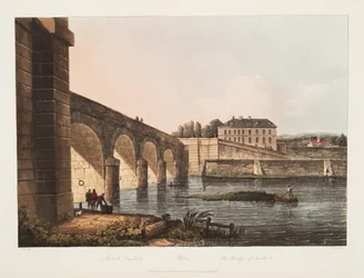 Paris, Neuillebroen, illustration fra Versailles, Paris og Saint Denis, pub. 1807 (akvatint)
