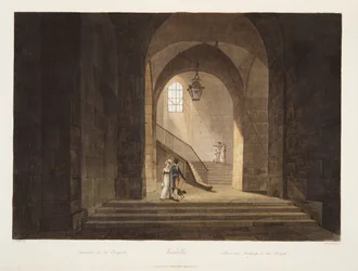 Trappe, der fører til kapellet, illustration fra Versailles, Paris og Saint Denis, pub. 1806 (akvatint)
