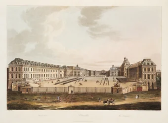 Indgangen, illustration fra Versailles, Paris og Saint Denis, pub. 1805 (akvatint)