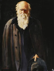 Portræt af Charles Darwin, stående, trekvartfigur, 1897