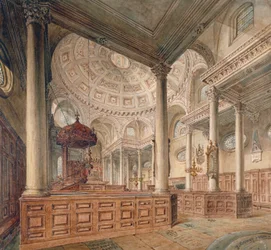 Indvendigt billede af Church of St Stephen Walbrook, City of London, 1811
