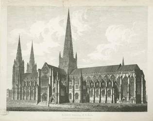 Lichfield Cathedral - South East View: gravering, nd [c 1823] (print)