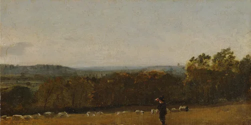 En hyrde i et landskab med udsigt over Dedham Vale mod Langham