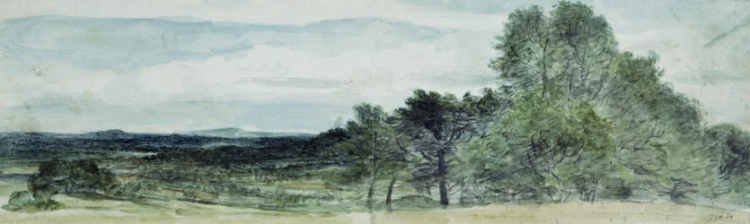 A View at Hursley, Hampshire, 1804 (sort kridt og akvarel)