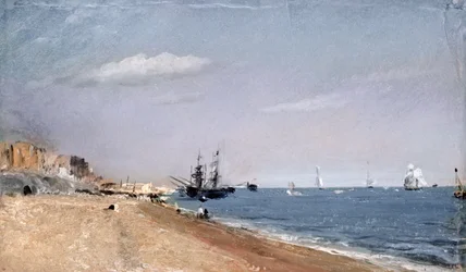 Brighton Beach med colliers, 1824 (olie på papir)