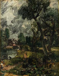 Flatford Mill fra broen, ca. 1814-17 (olie på lærred)