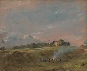 Hampstead Heath, med et bål