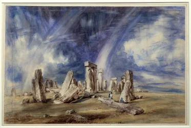 Forhistorisk sted i Stonehenge (England). Maleri af John Constable (1776-1837)